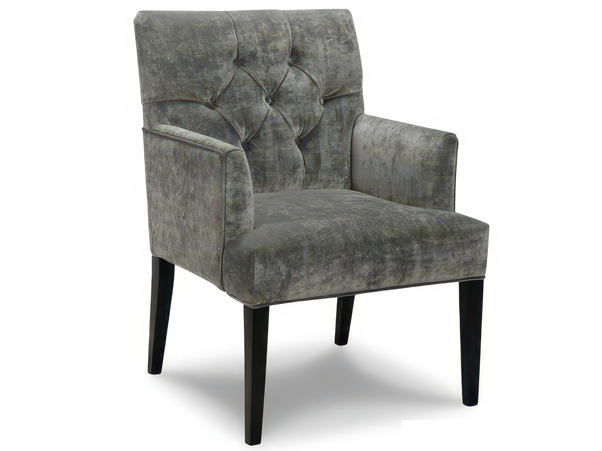 Tufted Velvet Armchair with Wood Legs