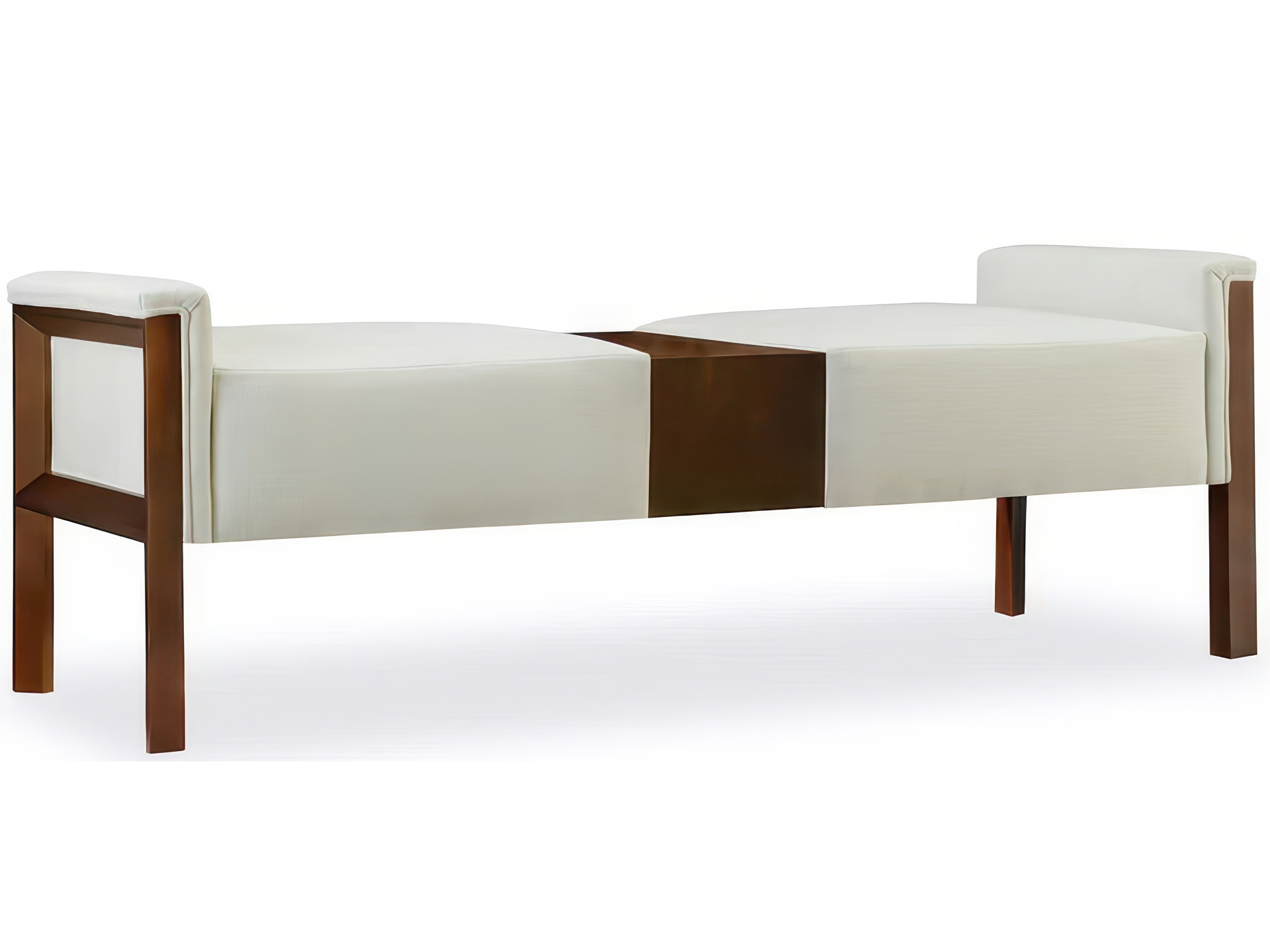 Two-Seat Wood Frame Bench with Centre Divider
