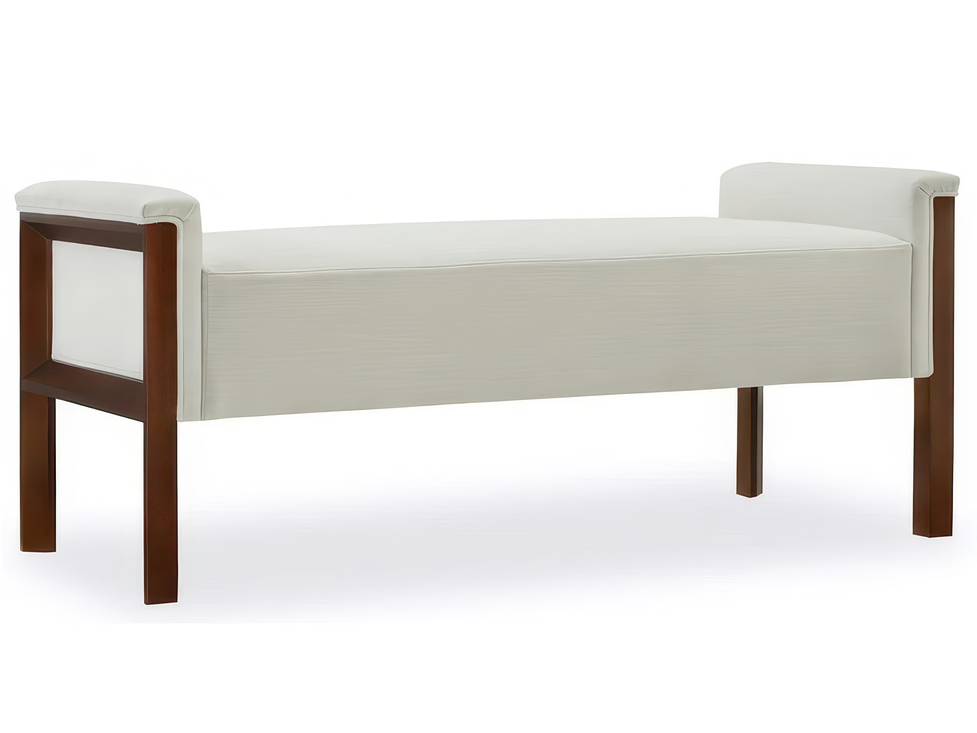 Upholstered Bench with Wood Frame Arms