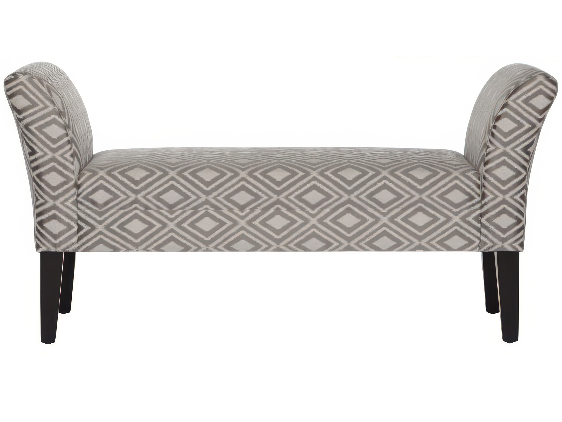 Roll-Arm Upholstered Bench with Diamond Print