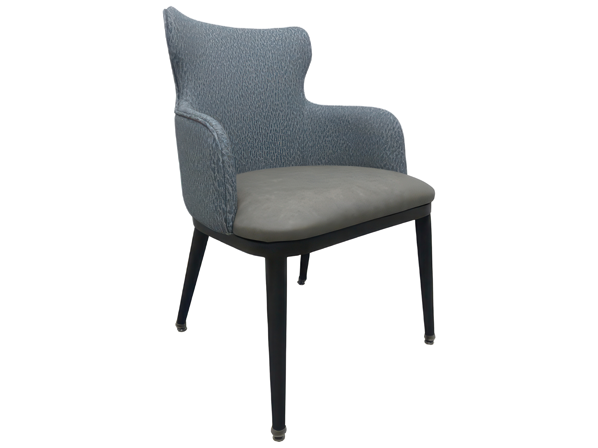 Aluminum Wingback Dining Armchair with Fabric Back