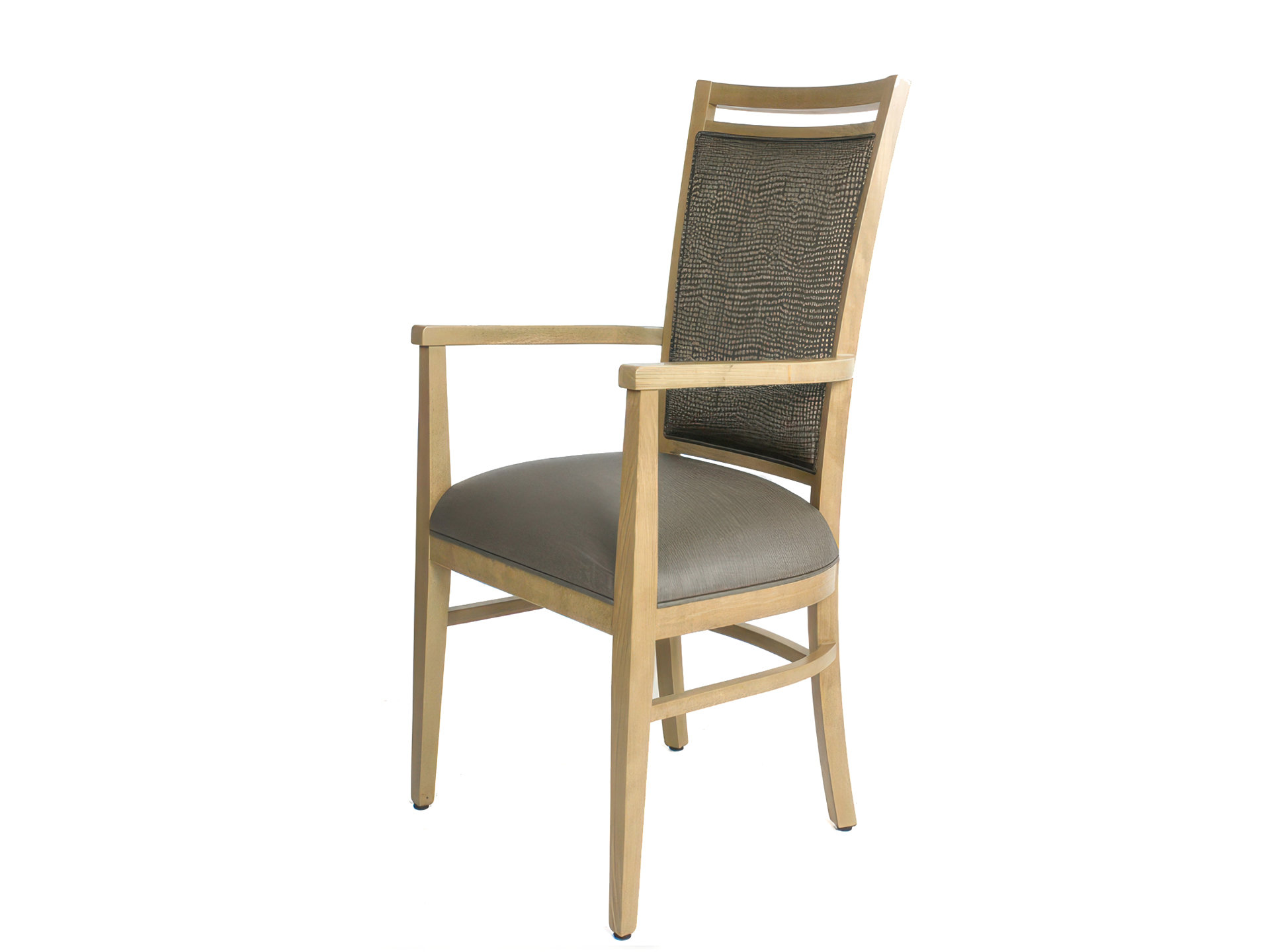 High-Back Arm Dining Chair with Upholstered Back