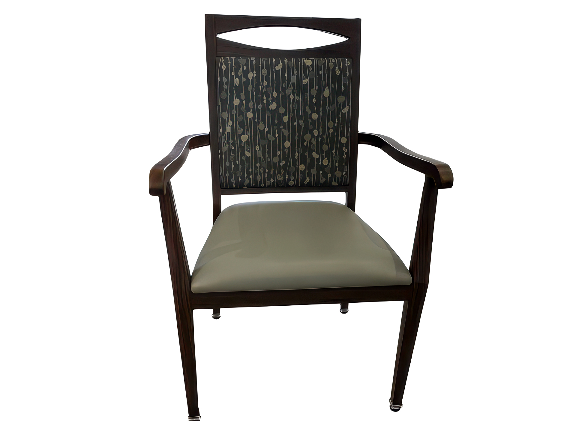 Oval Cutout High-Back Dining Aluminum Arm Chair